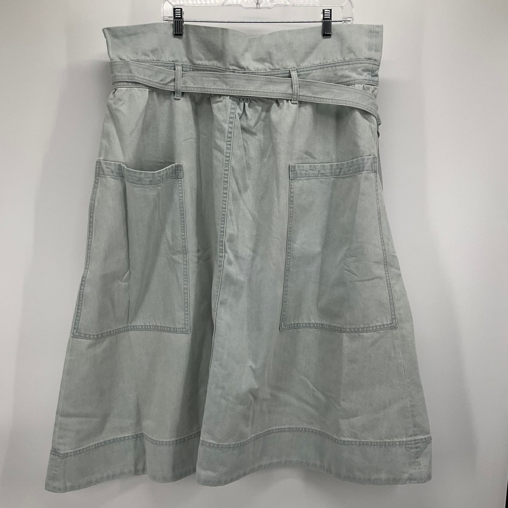 Rachel Antonoff Denim Maxi Skirt Sz 8 Foldover Tie Waist Y2K Pockets Cottagecore